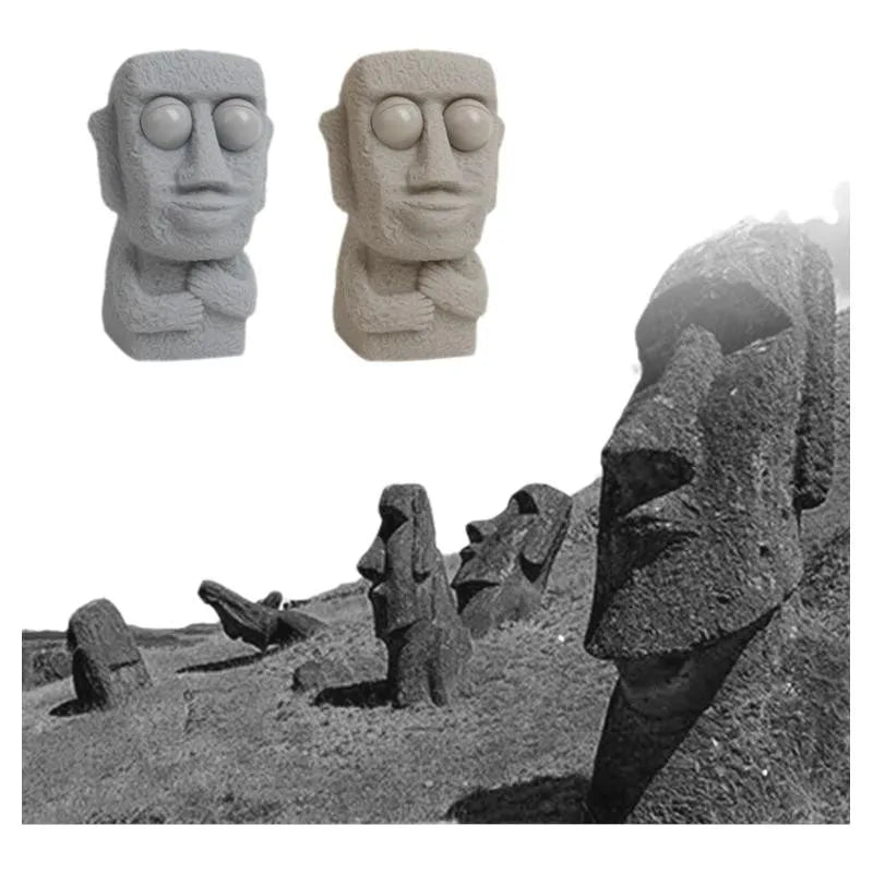 Stone Man Moai Stress Toy with Pop-Out Eyes by HitMyNeed