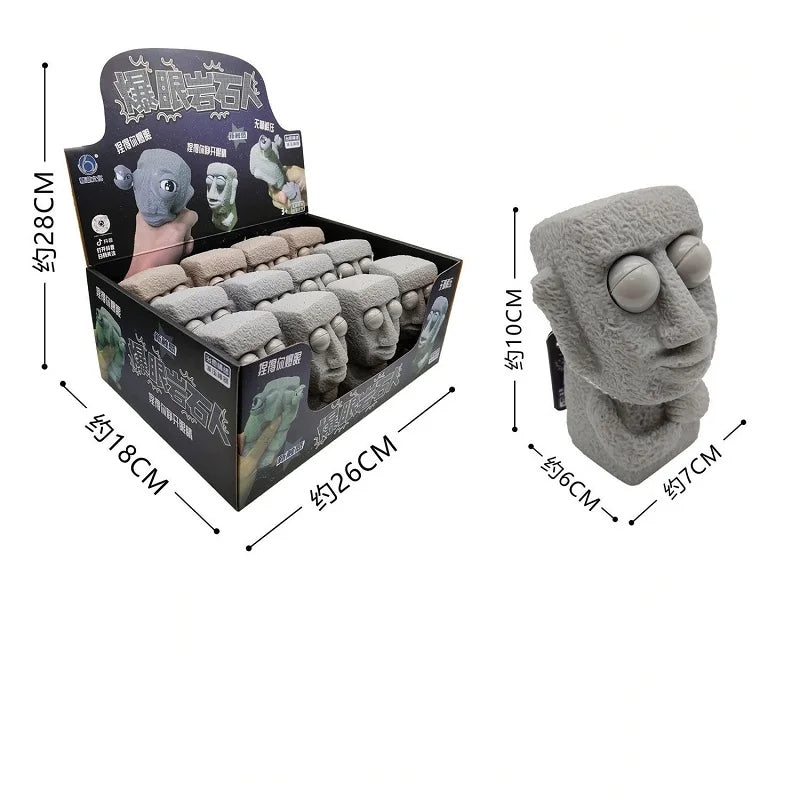 Stone Man Moai Stress Toy with Pop-Out Eyes by HitMyNeed