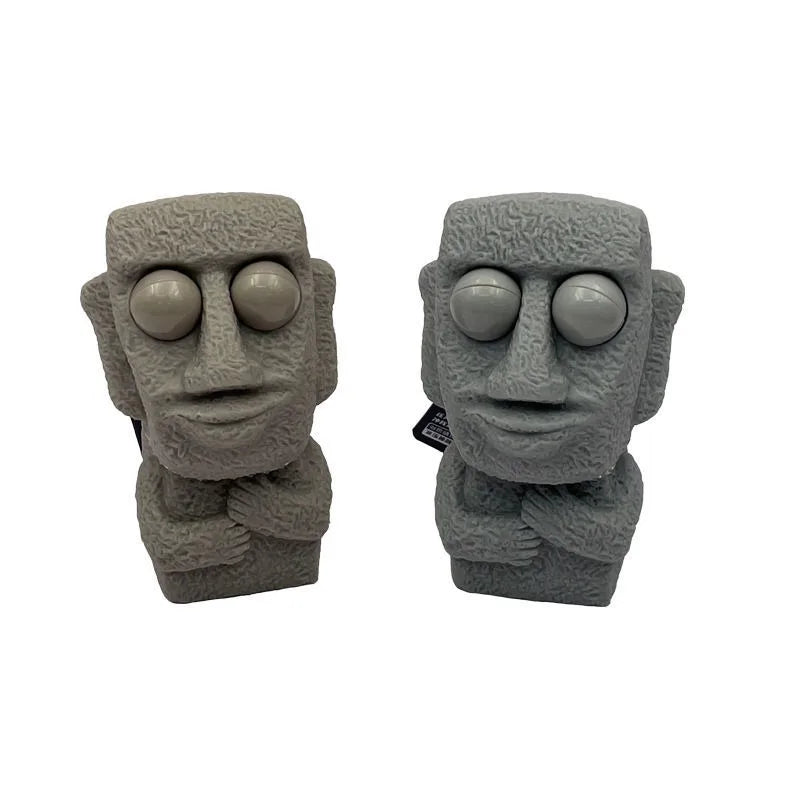 Stone Man Moai Stress Toy with Pop-Out Eyes by HitMyNeed