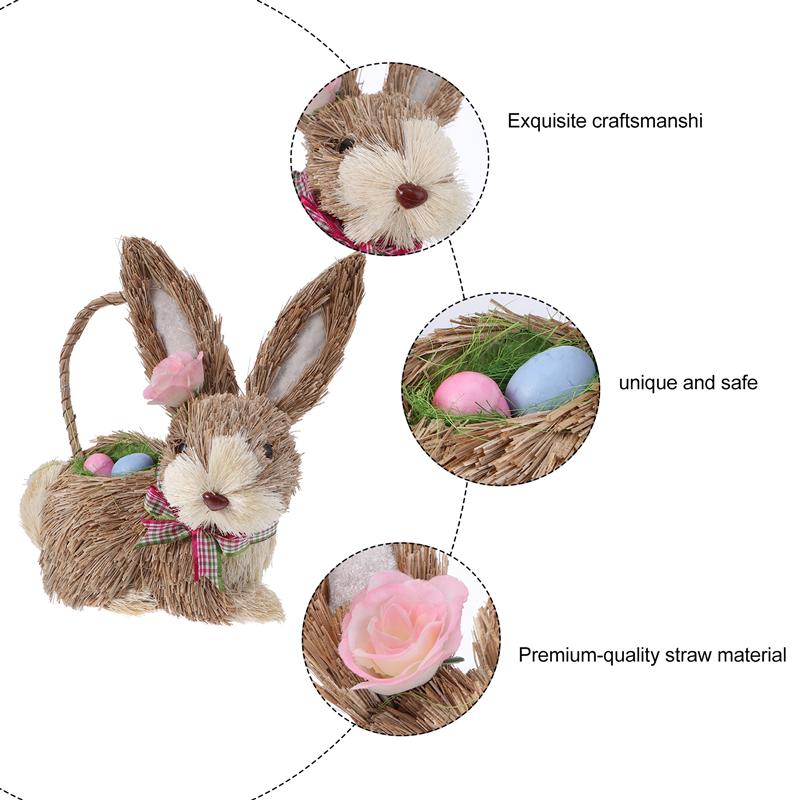 Straw Bunny Easter Basket Decoration by HitMyNeed