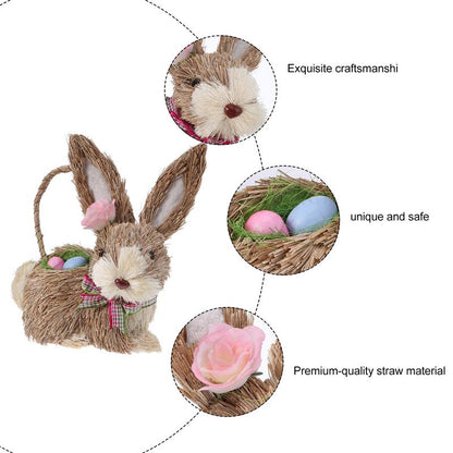 Straw Bunny Easter Basket Decoration by HitMyNeed