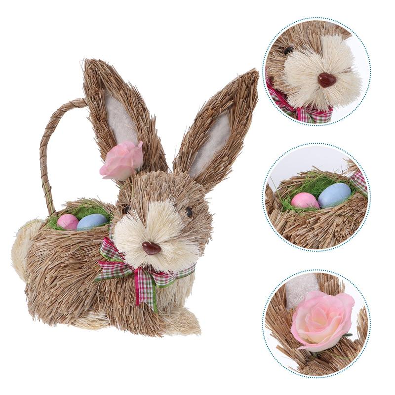Straw Bunny Easter Basket Decoration by HitMyNeed