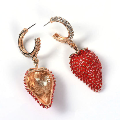 Strawberry Crystal Drop Earrings for Women by HitMyNeed