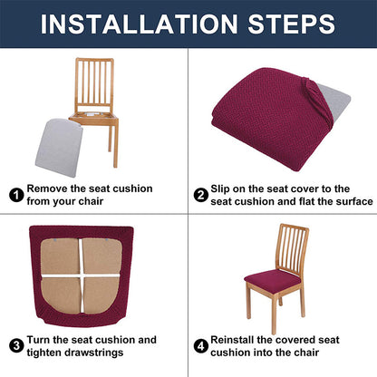 Stretchable Dining Chair Seat Cover with Straps by HitMyNeed