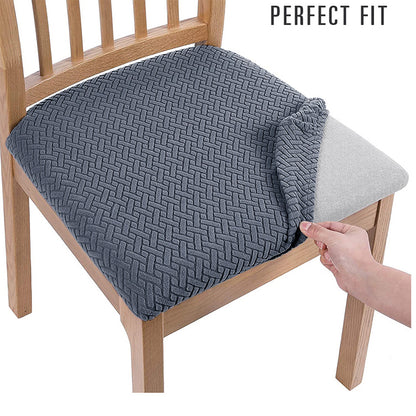 Stretchable Dining Chair Seat Cover with Straps dark-grey by HitMyNeed