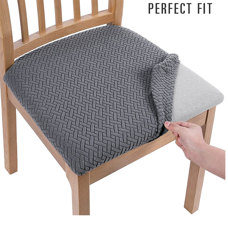Stretchable Dining Chair Seat Cover with Straps light-grey by HitMyNeed