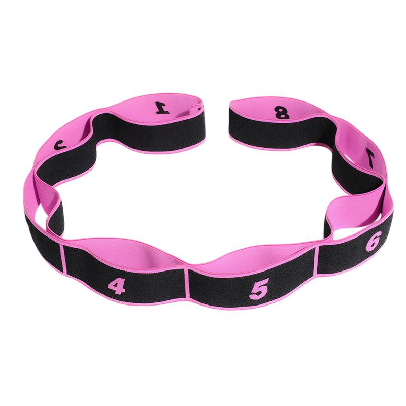 Stretching Rope Fitness Strap with 8 Loops pink-black by HitMyNeed