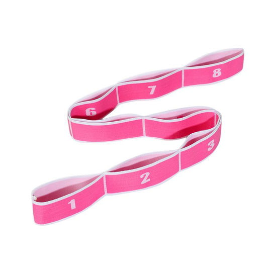 Stretching Rope Fitness Strap with 8 Loops pink-white by HitMyNeed