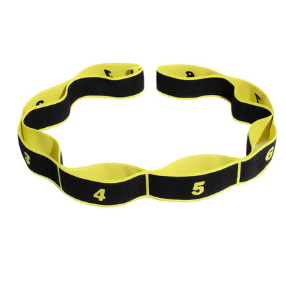 Stretching Rope Fitness Strap with 8 Loops yellow-black by HitMyNeed