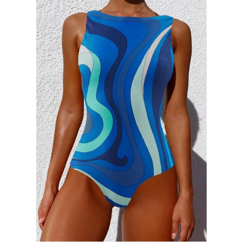 Striped Push-Up One Piece Swimsuit for Women cr19468b9 xl by HitMyNeed