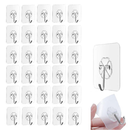 Strong Adhesive Clear Wall Hooks (20 Pack) by HitMyNeed