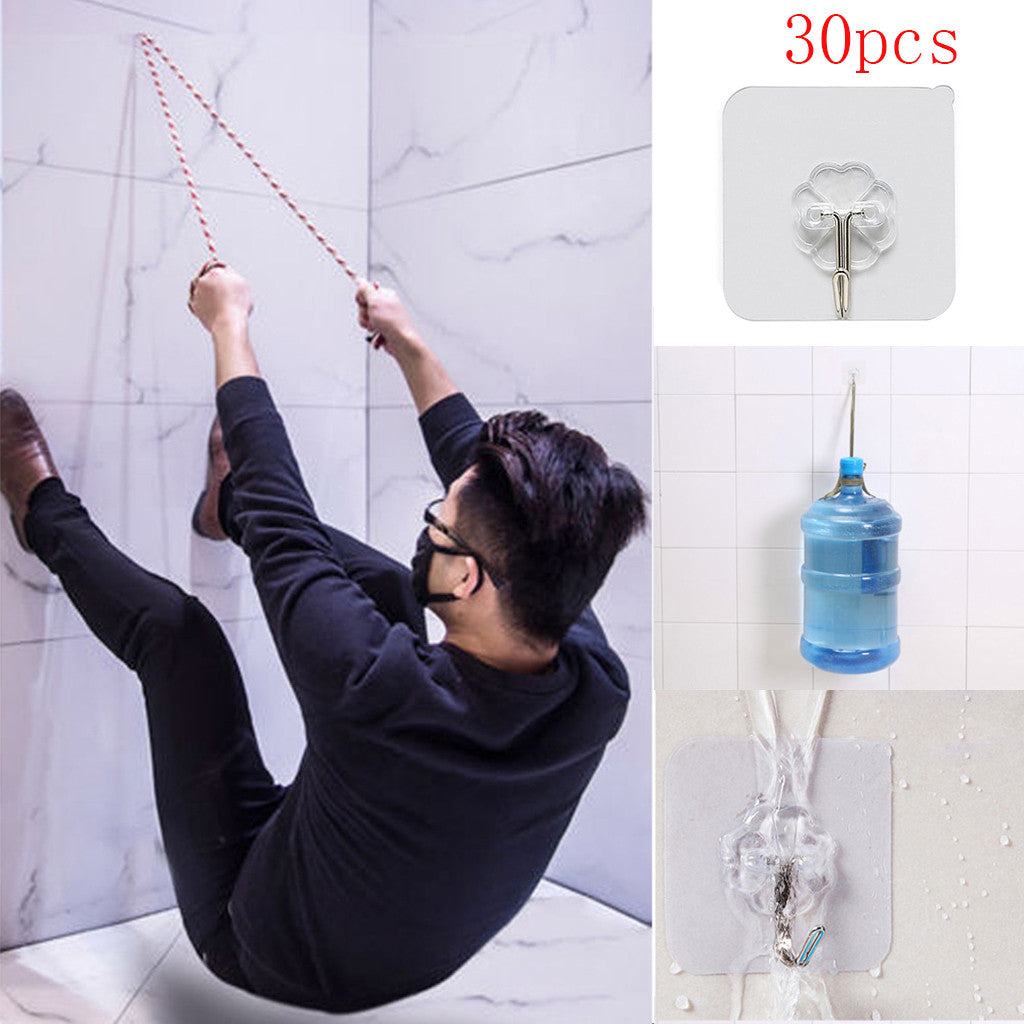 Strong Adhesive Clear Wall Hooks (20 Pack) by HitMyNeed