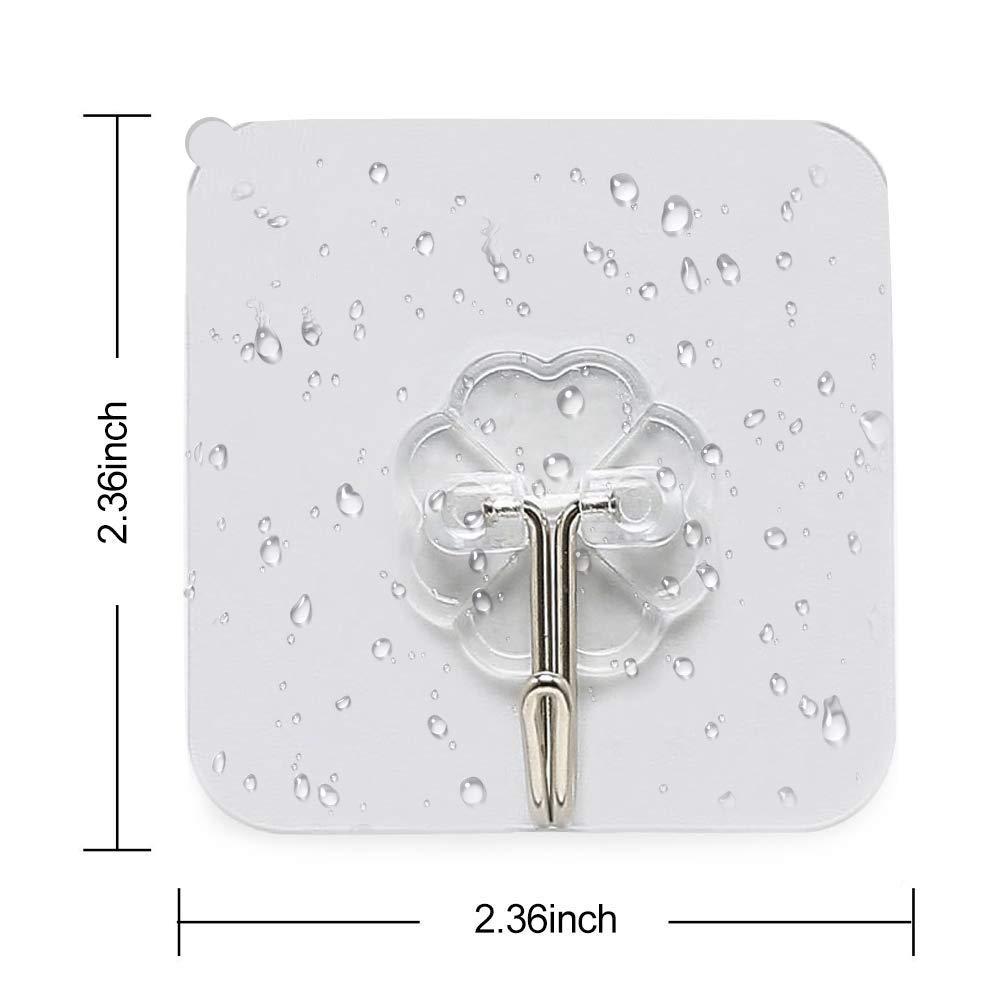 Strong Adhesive Clear Wall Hooks (20 Pack) by HitMyNeed
