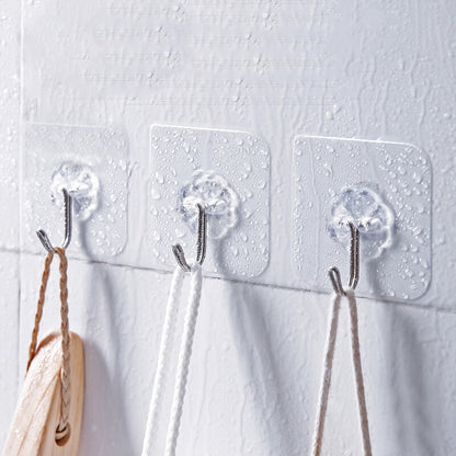 Strong Adhesive Transparent Wall Hooks (10 Pack) by HitMyNeed