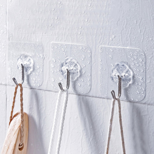 Strong Adhesive Transparent Wall Hooks (10 Pack) by HitMyNeed