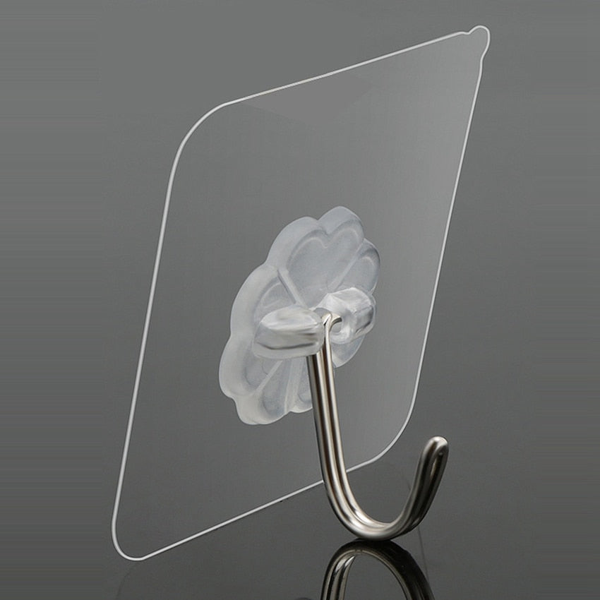 Strong Adhesive Transparent Wall Hooks (10 Pack) by HitMyNeed