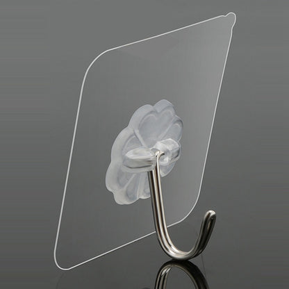 Strong Adhesive Transparent Wall Hooks (10 Pack) by HitMyNeed