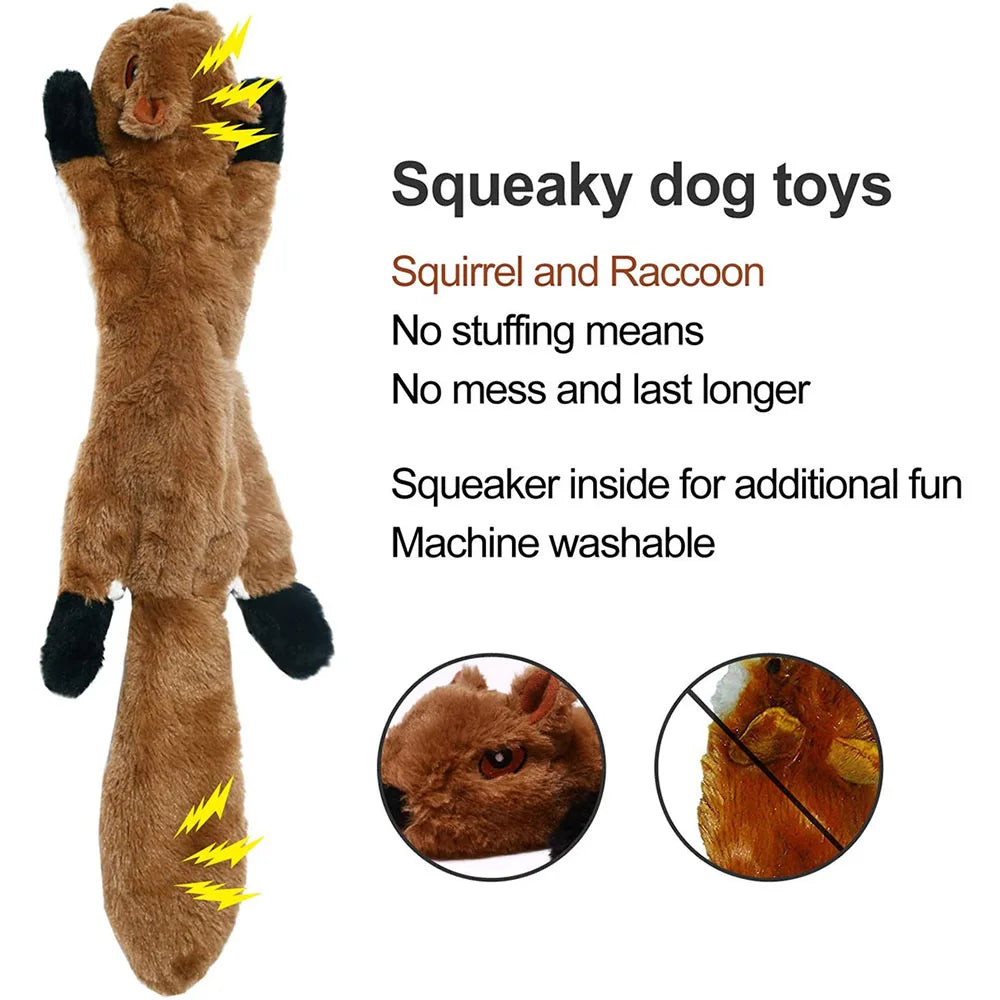 Stuffingless Squeaky Animal Dog Toy with Crinkle by HitMyNeed