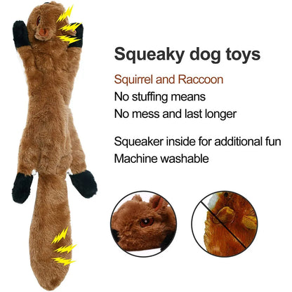 Stuffingless Squeaky Animal Dog Toy with Crinkle by HitMyNeed