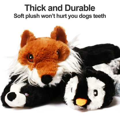 Stuffingless Squeaky Animal Dog Toy with Crinkle by HitMyNeed