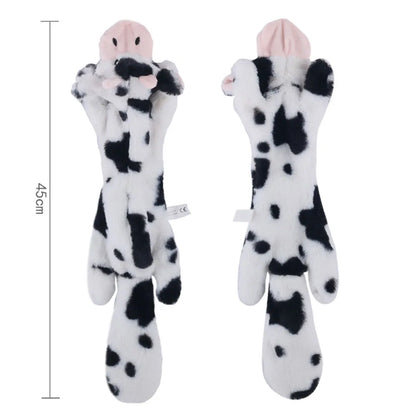 Stuffingless Squeaky Animal Dog Toy with Crinkle cow by HitMyNeed