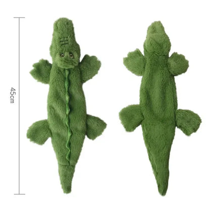Stuffingless Squeaky Animal Dog Toy with Crinkle crocodile by HitMyNeed