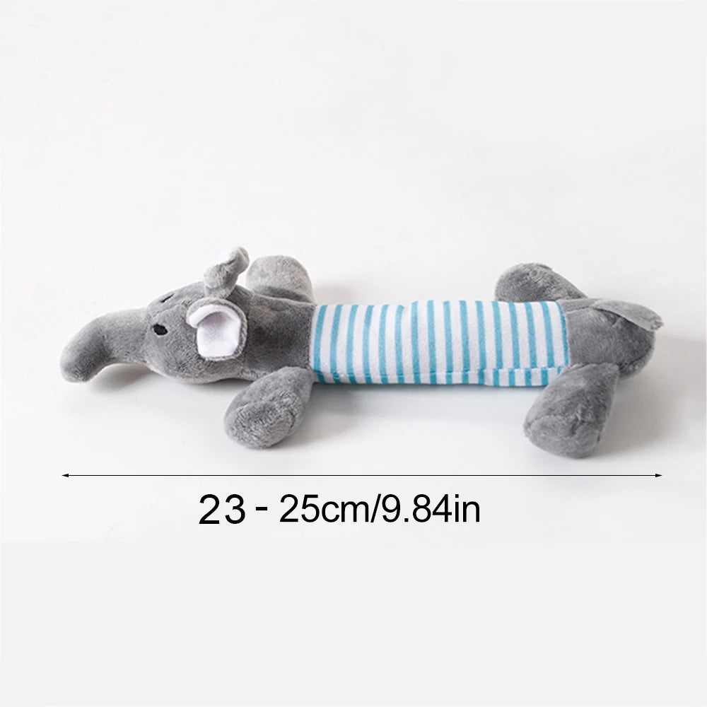 Stuffingless Squeaky Animal Dog Toy with Crinkle grey by HitMyNeed