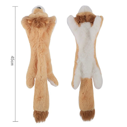 Stuffingless Squeaky Animal Dog Toy with Crinkle lion by HitMyNeed