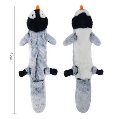 Stuffingless Squeaky Animal Dog Toy with Crinkle penguin by HitMyNeed