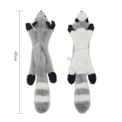 Stuffingless Squeaky Animal Dog Toy with Crinkle raccoon by HitMyNeed