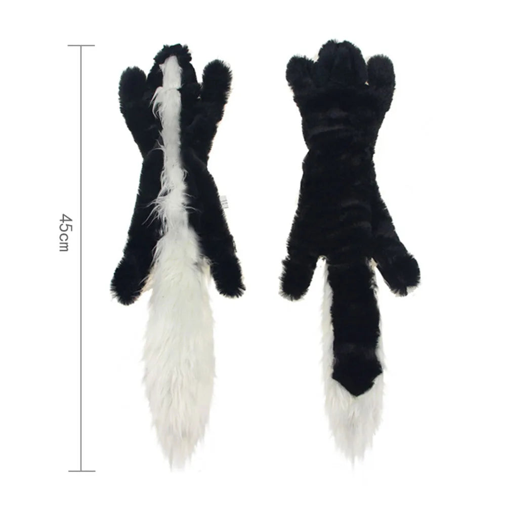 Stuffingless Squeaky Animal Dog Toy with Crinkle skunk by HitMyNeed