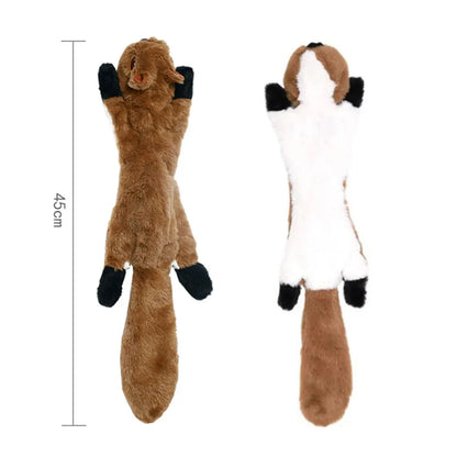 Stuffingless Squeaky Animal Dog Toy with Crinkle squirrel by HitMyNeed