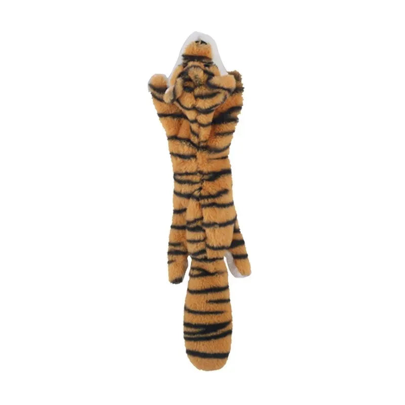 Stuffingless Squeaky Animal Dog Toy with Crinkle tiger by HitMyNeed