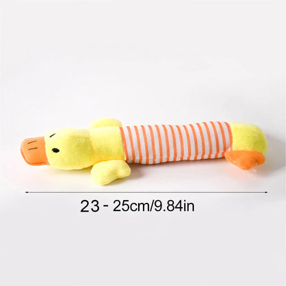 Stuffingless Squeaky Animal Dog Toy with Crinkle yellow by HitMyNeed