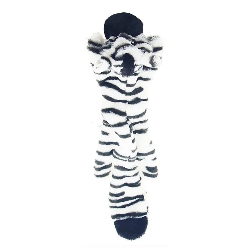 Stuffingless Squeaky Animal Dog Toy with Crinkle zebra by HitMyNeed