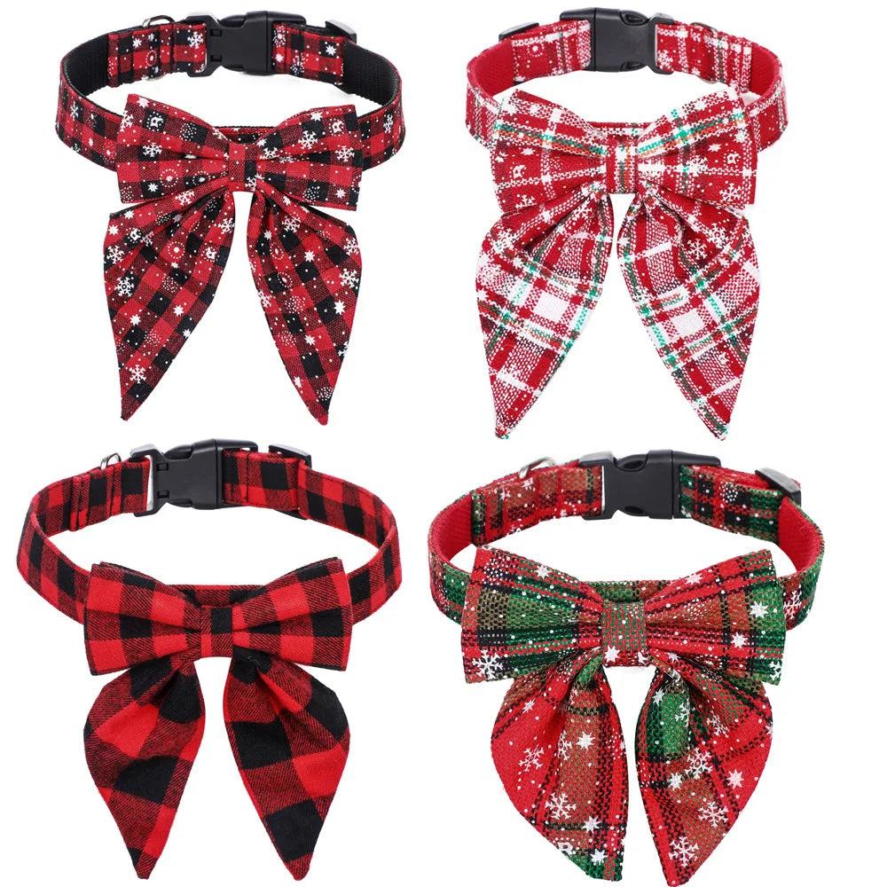 Stylish Christmas Dog Collar with Festive Bow by HitMyNeed