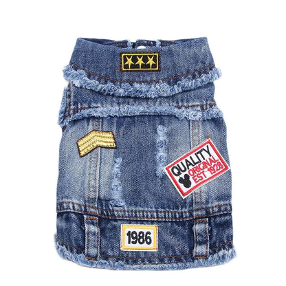 Stylish Denim Dog Jacket with Easy Snap Closure by HitMyNeed
