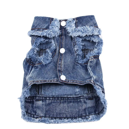 Stylish Denim Dog Jacket with Easy Snap Closure by HitMyNeed