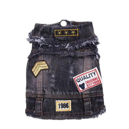 Stylish Denim Dog Jacket with Easy Snap Closure by HitMyNeed