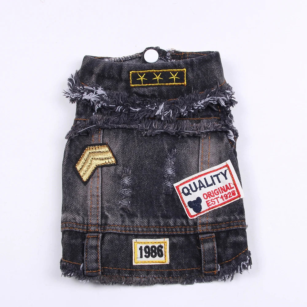 Stylish Denim Dog Jacket with Easy Snap Closure black xl by HitMyNeed
