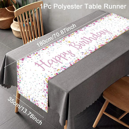Stylish Happy Birthday Table Runner 180 x 35cm 1.0 by HitMyNeed