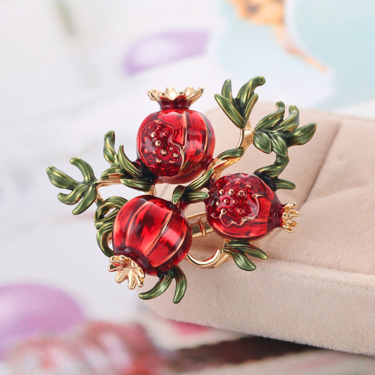 Stylish Metal Pomegranate Enamel Brooch Pin by HitMyNeed