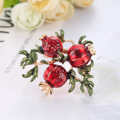 Stylish Metal Pomegranate Enamel Brooch Pin by HitMyNeed