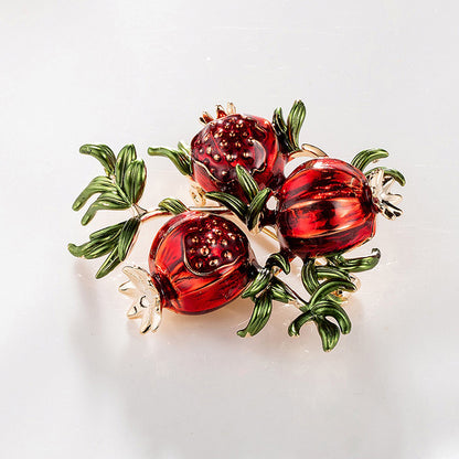 Stylish Metal Pomegranate Enamel Brooch Pin by HitMyNeed