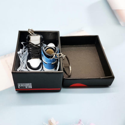 Stylish Sneakers Keychain Set for Sneaker Lovers pair-with-box blue by HitMyNeed