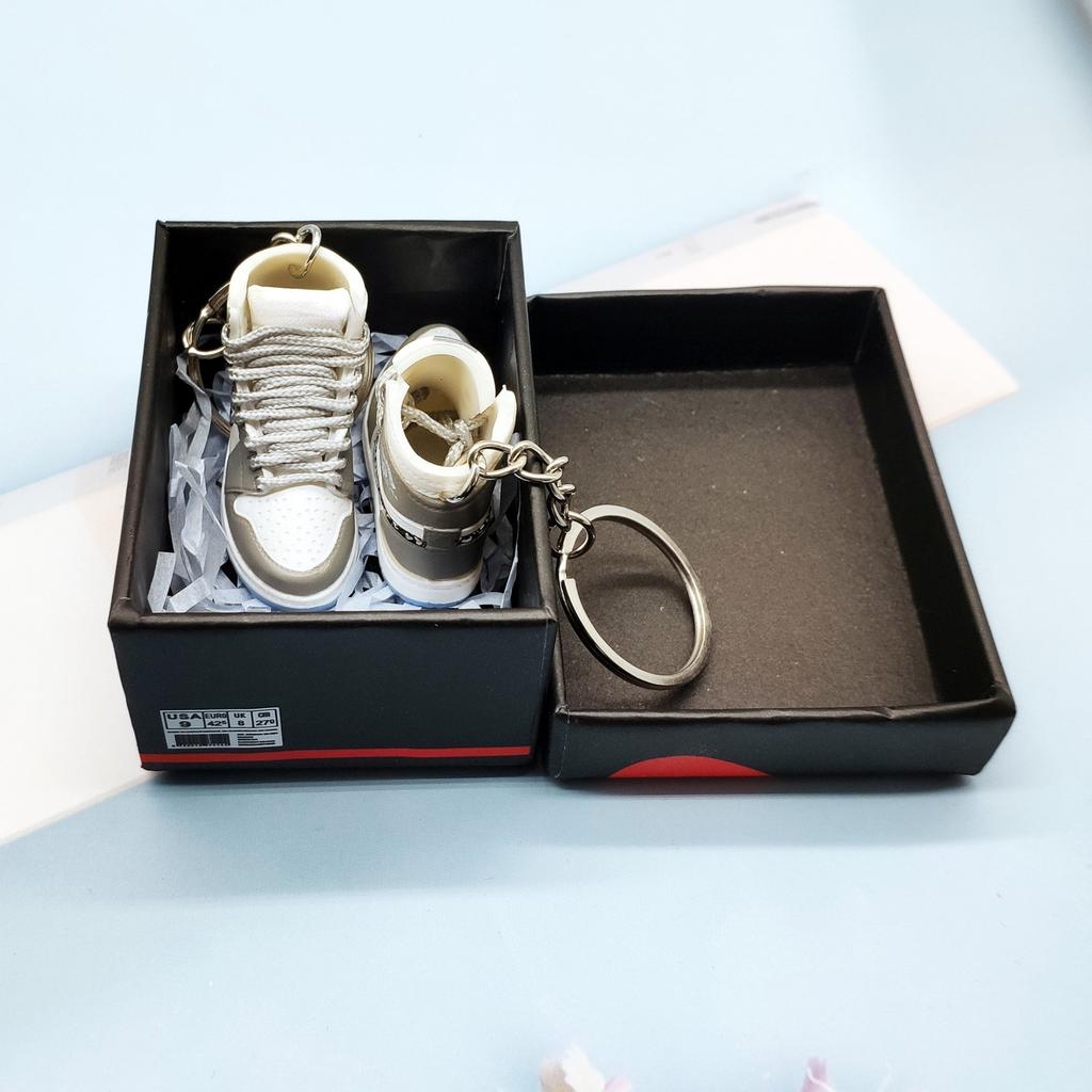 Stylish Sneakers Keychain Set for Sneaker Lovers pair-with-box gray by HitMyNeed
