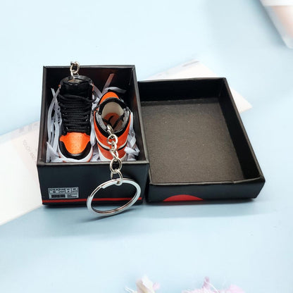 Stylish Sneakers Keychain Set for Sneaker Lovers pair-with-box orange by HitMyNeed