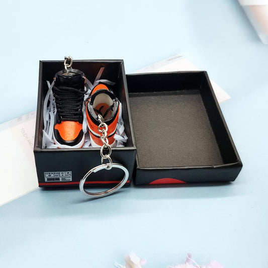 Stylish Sneakers Keychain Set for Sneaker Lovers pair-with-box orange by HitMyNeed
