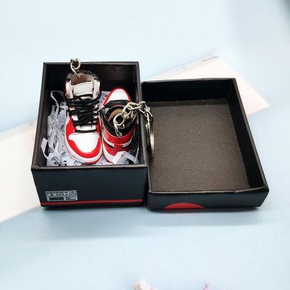 Stylish Sneakers Keychain Set for Sneaker Lovers pair-with-box red-white by HitMyNeed