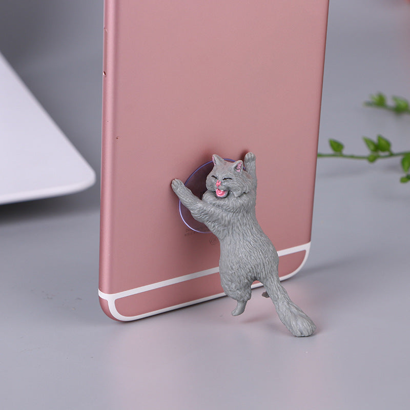Suction Cat Phone Holder with Mini Stand grey-cat by HitMyNeed